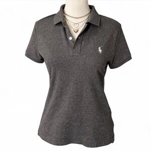 Ralph Lauren Sport Charcoal Short Sleeve Polo Large Slim Fit Classic Prep